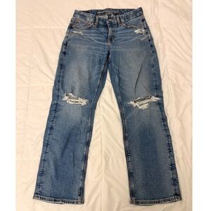 ripped american eagle outfitters curvy straight jeans